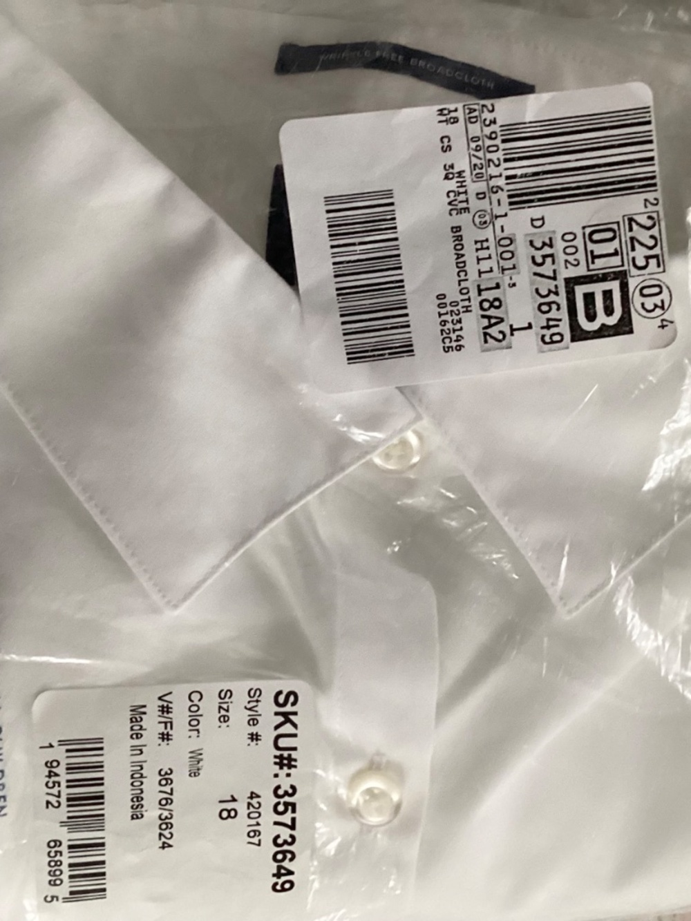 LANDS END Women’s Wrinkle Free Cotton Blend 3/4 Sleeve Shirt White Size 18T - Picture 8 of 8